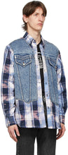 Versace Blue Tartan Denim Vest Shirt