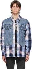 Versace Blue Tartan Denim Vest Shirt - Chemise de veste en denim Tartan Versace Blue - 베르사체 블루 타탄 데님 조끼 셔츠