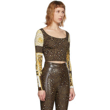 Versace Brown Barocco Patchwork Long Sleeve T-Shirt