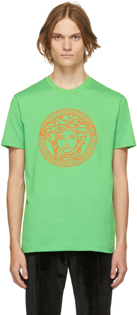Versace Green Medusa Logo T-Shirt - T-shirt Versace Green Medusa Logo - 베르사체 그린 메두사 로고 티셔츠