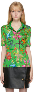 Versace Green TrÃ©sor De La Mer Short Sleeve Shirt - VERSACE GREEN TRÉOR DE LA MER Chemise à manches courtes - 베르사체 그린 트리 셔츠 - Sor de la Mer 짧은 소매 셔츠