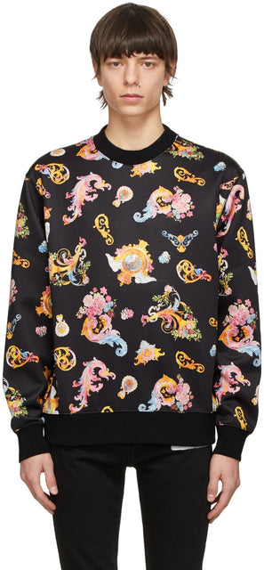 Versace Jeans Couture Black AOP Paisley Sweatshirt - Versace Jeans Couture Noir AOP Paisley Sweat-shirt - 베르사체 청바지 Couture 블랙 AOP 페이즐리 스웨터