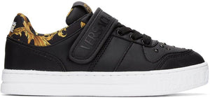 Versace Jeans Couture Black Baroque 88 Court Sneakers - Versace Jeans Couture Noir Baroque Baroque 88 Cour Sneakers - 베르사체 청바지 Couture 블랙 바로크 88 코트 스니커즈