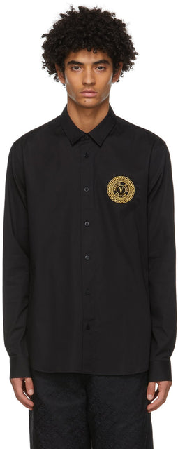 Versace Jeans Couture Black Coin Logo Shirt - Versace Jeans COUTURE NOIR COIN SHIRT SHIRT - 베르사체 청바지 Couture 검은 코인 로고 셔츠