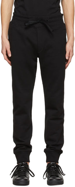 Versace Jeans Couture Black Cuffed Lounge Pants - Versace Jeans Couture Pantalon de salon collé noir noir - 베르사체 청바지 Couture 블랙 커프스 라운지 바지
