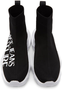 Versace Jeans Couture Black Fragmented Sole Logo Sneakers