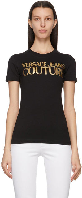 Versace Jeans Couture Black Institutional Logo T-Shirt - Versace Jeans Couture T-shirt logo institutionnel noir noir - 베르사체 청바지 Couture 검은 기관 로고 티셔츠