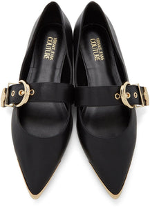 Versace Jeans Couture Black Leather Audrey Flats