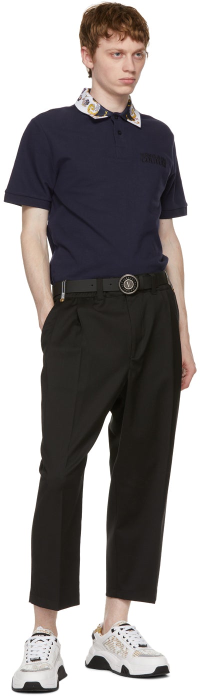 Versace Jeans Couture Black Logo Buckle Belt