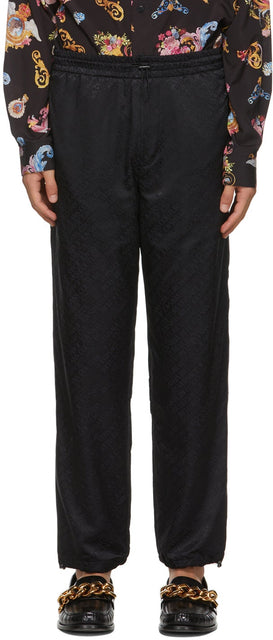 Versace Jeans Couture Black Nylon Logo Sweatpants - Versace Jeans COUTURE NOIR NYLON Logo Sweatpants - 베르사체 청바지 Couture 검은 나일론 로고 스웨트 팬츠