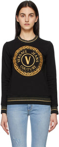Versace Jeans Couture Black V Emblem Sweatshirt - Versace Jeans Couture Black V Emblème Sweat-shell - 베르사체 청바지 Couture 블랙 V 엠블럼 스웨터