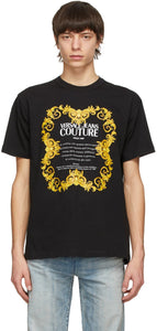 Versace Jeans Couture Black Warranty Border T-Shirt - Versace Jeans Couture T-shirt de bordure de garantie noire noir - 베르사체 청바지 Couture 검은 보증 테두리 T 셔츠