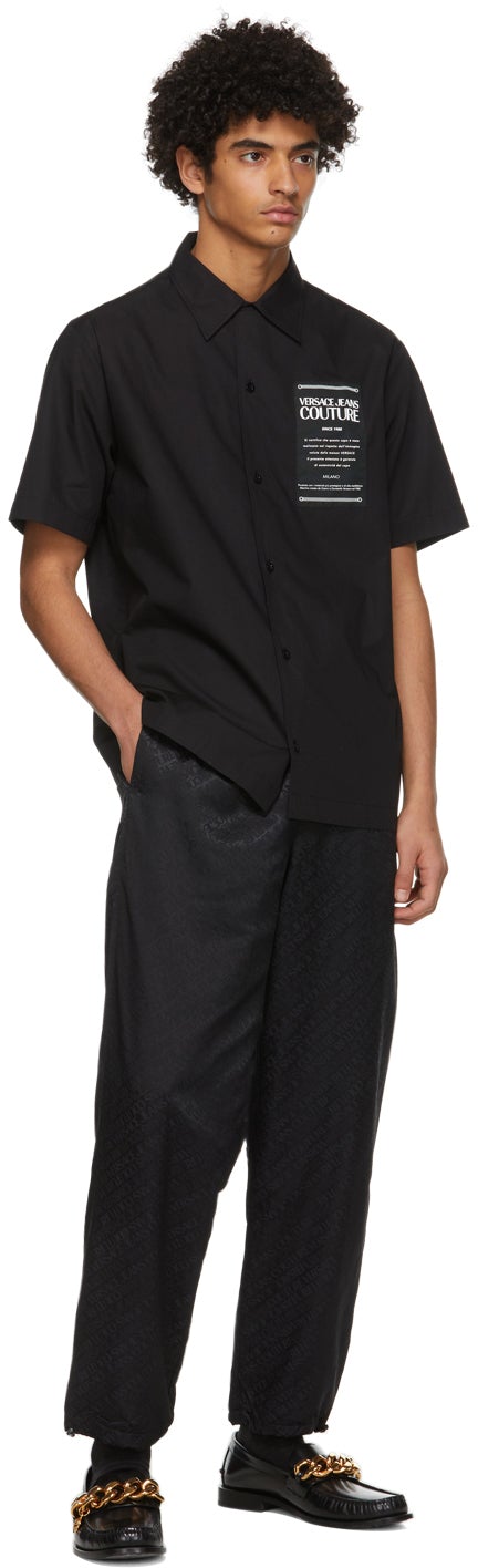 Versace Jeans Couture Black Warranty Bowling Short Sleeve Shirt