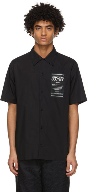 Versace Jeans Couture Black Warranty Bowling Short Sleeve Shirt - Versace Jeans Couture Black Garantie Bowling Chemise à manches courtes - 베르사체 청바지 Couture 검은 보증 볼링 짧은 소매 셔츠