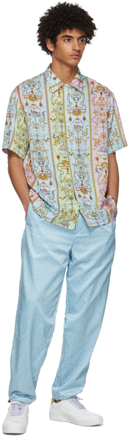 Versace Jeans Couture Blue Jacquard Logo Lounge Pants