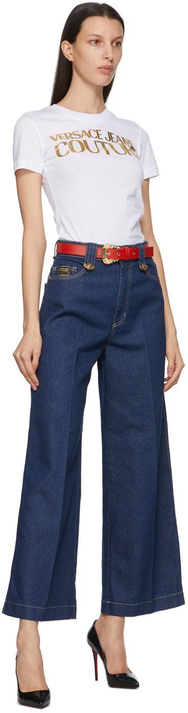 Versace Jeans Couture Red Leather Couture I Belt