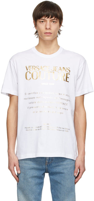 Versace Jeans Couture White Etichetta T-Shirt - T-shirt Versace Jeans Couture Etichetta White - 베르사체 청바지 Couture 화이트 Etichetta 티셔츠