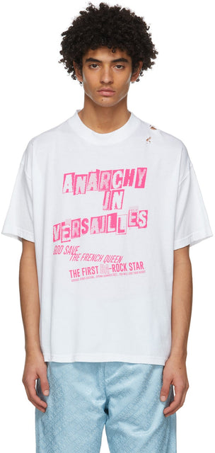 Versace Jeans Couture White Hey Reilly Edition 'Anarchy' T-Shirt - Versace Jeans Couture Blanc Hey Reilly Edition 'Anarchy' T-shirt - 베르사체 청바지 Couture 화이트 Hey Hey Reilly Edition 'Anarchy'T 셔츠