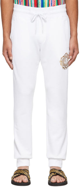 Versace Jeans Couture White Logo Lounge Pants - Versace Jeans Couture Blanc Logo Lounge Pants - 베르사체 청바지 Couture 화이트 로고 라운지 바지