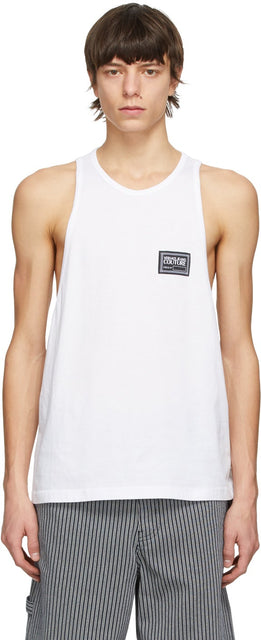 Versace Jeans Couture White Patch Logo Tank Top - Versace Jeans Couture White Patch Logo Débardeur - 베르사체 청바지 Couture 흰색 패치 로고 탱크 탑