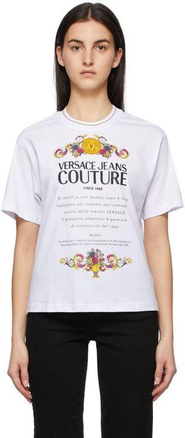 Versace Jeans Couture White Warranty Label T-Shirt - T-shirt d'étiquette de garantie blanche Versace Jeans Couture - 베르사체 청바지 Couture 흰색 보증 레이블 티셔츠
