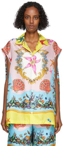 Versace Multicolor Silk TrÃ©sor De La Mer Shirt - Versace Multicolore Silk TRÉOR DE LA MER T-shirt - 베르사스 여러 가지 빛깔의 실크 trÃ © sor de la mer 셔츠