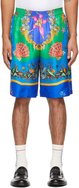 Versace Multicolor Silk TrÃ©sor De La Mer Shorts - Versace Multicolore Silk TRÉOR DE LA MER Shorts - 베르사체 여러 가지 빛깔의 실크 trÃ © sor de la mer 반바지