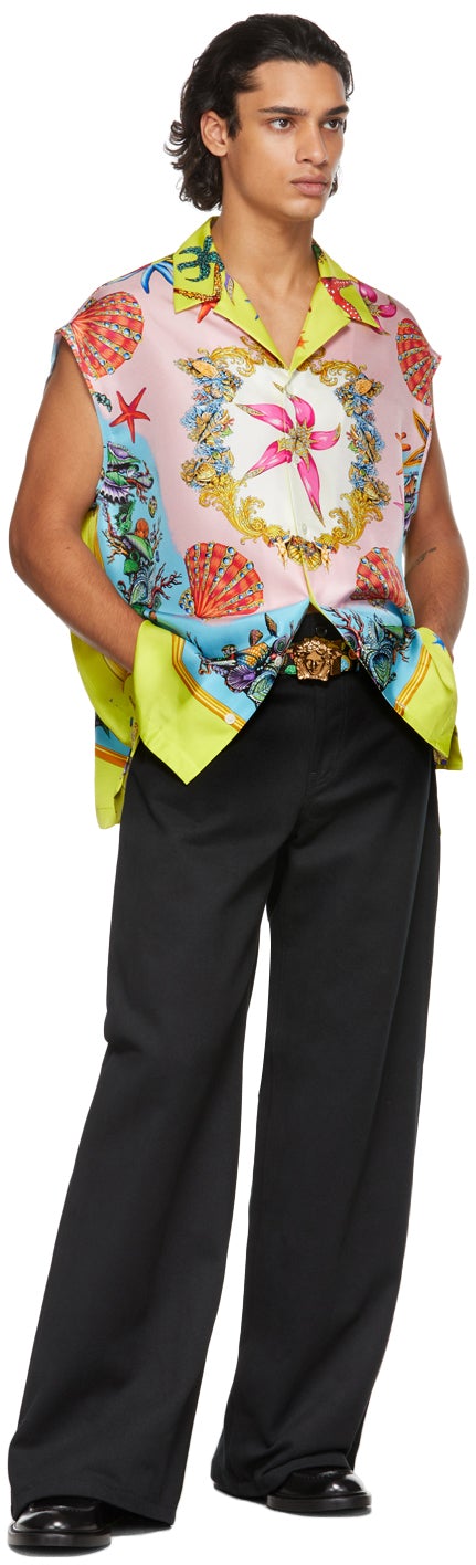 Versace Multicolor Silk TrÃ©sor De La Mer Sleeveless Shirt