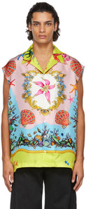Versace Multicolor Silk TrÃ©sor De La Mer Sleeveless Shirt - Versace Multicolore Silk TRÉOR DE LA MER chemise sans manches - 베르사체 여러 가지 빛깔의 실크 trÃ © sor de la mer 민소매 셔츠