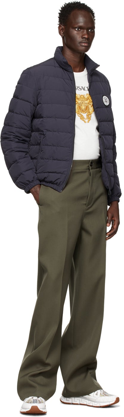 Versace Navy Down Medusa Patch Jacket