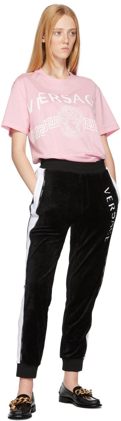 Versace Pink Cutwork Medusa Logo T-Shirt