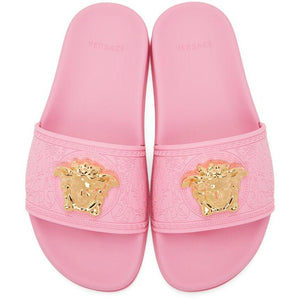 Versace Pink Palazzo Pool Sandals – BlackSkinny