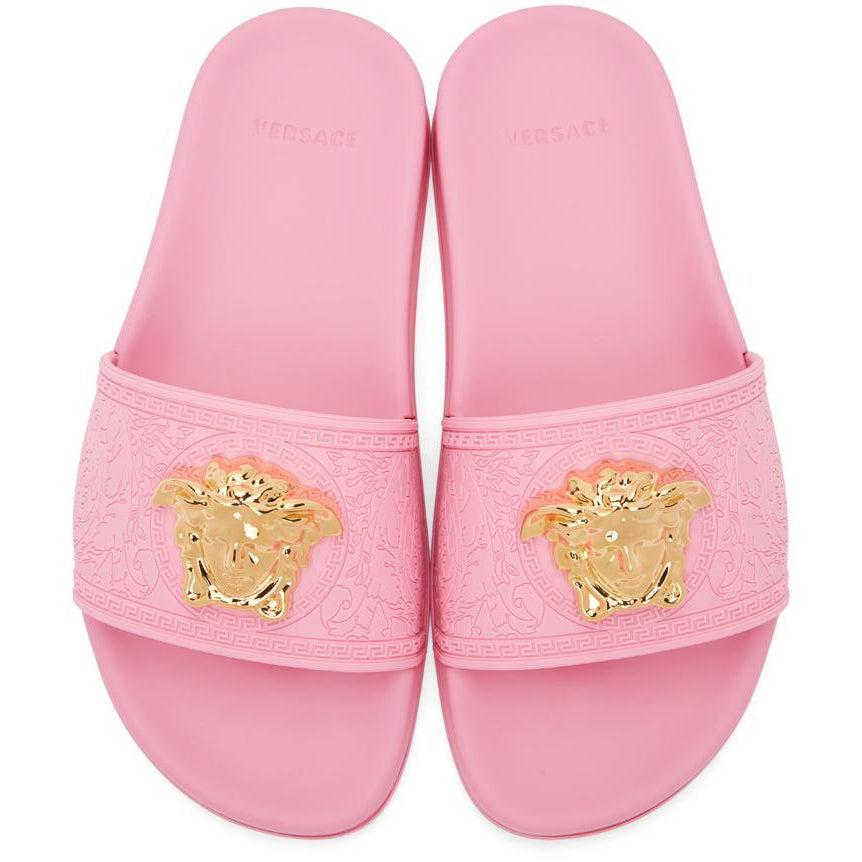 Versace Pink Palazzo Pool Sandals BlackSkinny