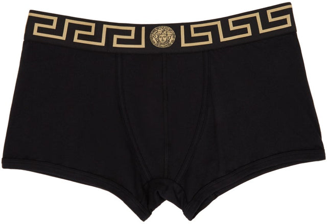 Versace Underwear Black Greca Border Boxer Briefs - Sous-vêtements Versace Sous-vêtements Black Greca Boxer Boxer Boxer - 베르사체 속옷 블랙 Greca 테두리 복서 팬티