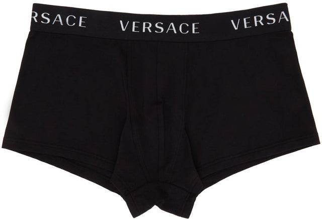 Versace Underwear Black Logo Band Boxer Briefs - Versace Sous-vêtements Black Logo Band Boxer Boxer - 베르사체 속옷 블랙 로고 밴드 복서 팬티