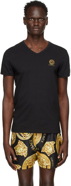 Versace Underwear Black Medusa Logo T-Shirt - Versace sous-vêtements Noir Medusa Logo T-shirt - 베르사체 속옷 Black Medusa 로고 티셔츠