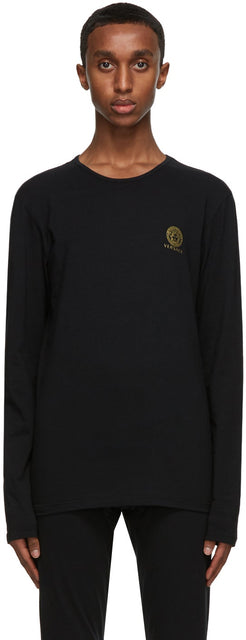 Versace Underwear Black Medusa Long Sleeve T-Shirt - T-shirt à manches longues Noir Sous-vêtements Versace Sous-vêtements - 베르사체 속옷 Black Medusa 긴 소매 티셔츠