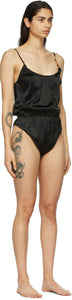 Versace Underwear Black Silk GV Signature Bodysuit