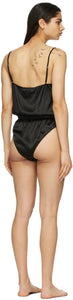 Versace Underwear Black Silk GV Signature Bodysuit