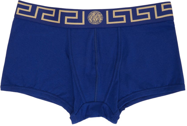 Versace Underwear Blue Greca Border Boxer Briefs - Versace Sous-vêtements Bleu GReca Broad Boxer Boxer - 베르사체 속옷 Blue Greca Border Borner Briefs.