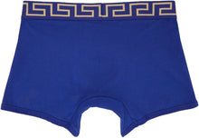 Versace Underwear Blue Long Greca Border Boxer Briefs