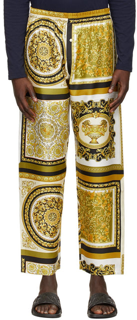 Versace Underwear Gold Barocco Mosaic Lounge Pants - Pantalon de salon de mosaïque Barocco en or - 베르사체 속옷 골드 바로코 모자이크 라운지 바지