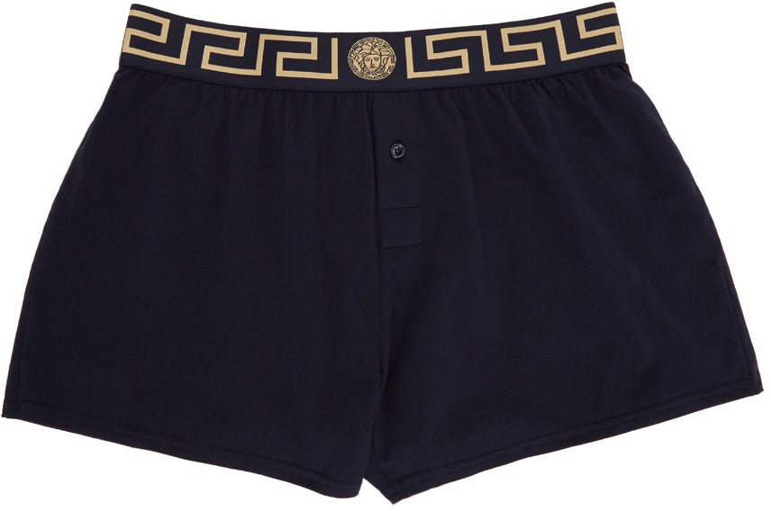 Versace Underwear Navy Greca Border Boxers - Versace Sous-vêtements Navy GReca Boxers Boxers - 베르사체 속옷 해군 Greca 테두리 권투 선수