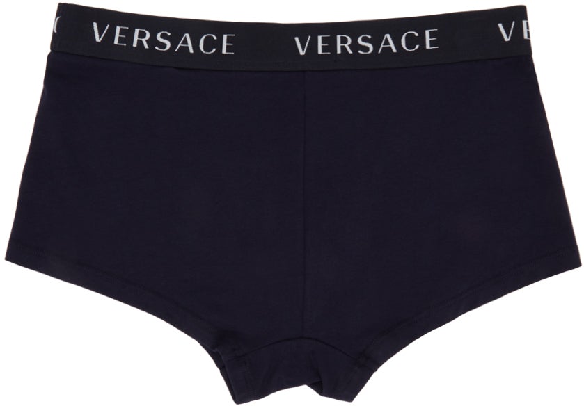 Versace Underwear Navy Logo Band Boxer Briefs