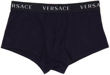 Versace Underwear Navy Logo Band Boxer Briefs - Versace Sous-vêtements Navy Logo Band Boxer Boxer - 베르사체 속옷 네이비 로고 밴드 복서 팬티