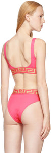 Versace Underwear Pink Greca Border Bikini Top