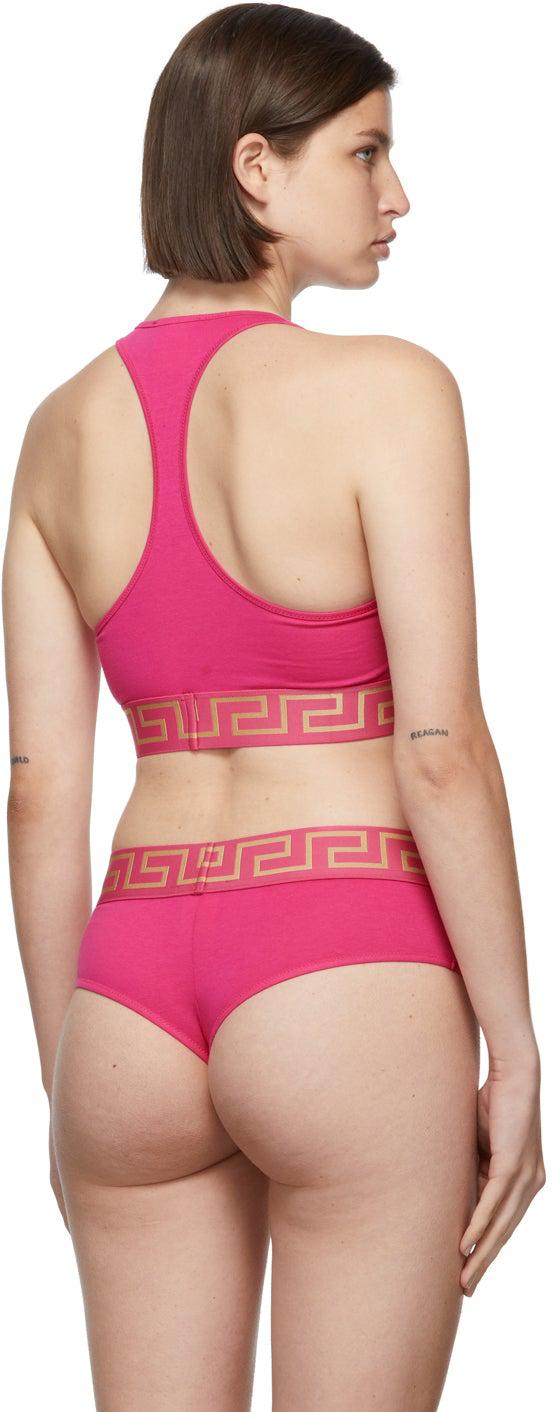 Versace Underwear Pink Greca Border Sports Bra – BlackSkinny