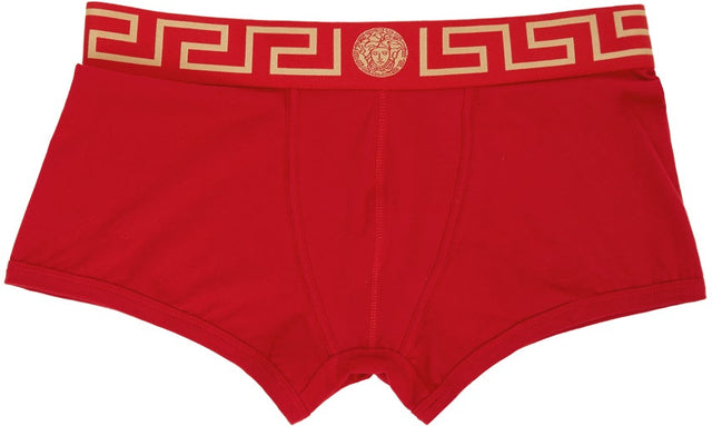 Versace Underwear Red Greca Border Boxer Briefs - Versace Sous-vêtements Rouge Greca Boxer Boxer Boxer - 베르사체 속옷 레드 Greca 테두리 복서 팬티