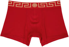 Versace Underwear Red Greca Border Long Boxer Briefs - Sous-vêtements Versace Sous-vêtements Rouge Greca Bordure longue Boxer Boxer - 베르사체 속옷 붉은 Greca 국경 긴 복서 팬티