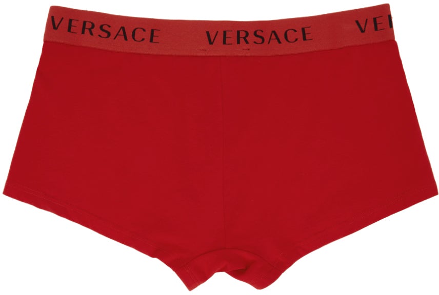 Versace Underwear Red Logo Band Boxer Briefs